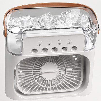 BrisaZen 3 en 1 – Ventilador con hielo, humidificador y luz LED